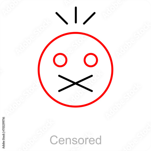 Censored and censored icon concept