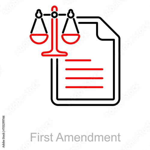 First Amendment and law icon concept