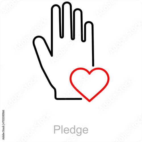 Pledge and heart icon concept