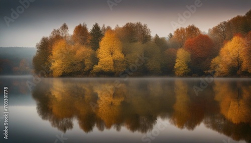 Autumn Reflections on Tranquil Lake