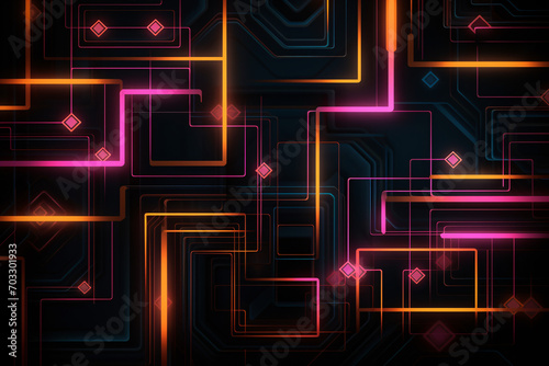 Futuristic circuit board pattern with neon highlights