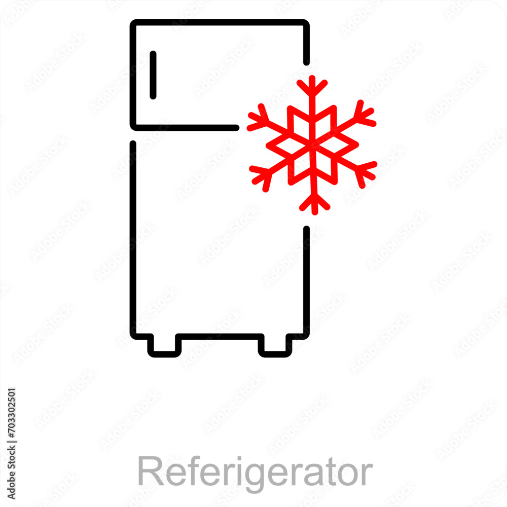 Refrigerator and food icon concept Refrigerator and food icon concept