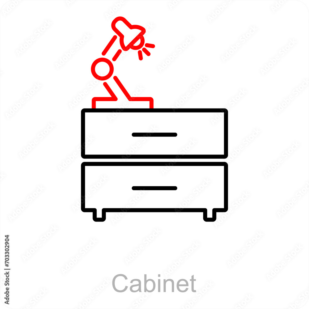 Cabinet and desk icon concept Cabinet and desk icon concept
