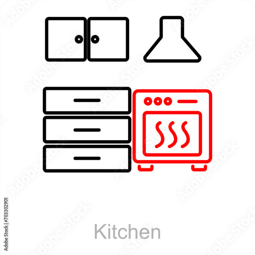 Kitchen and counter icon concept