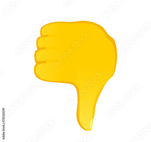 Thumbs down icon. Yellow gesture emoji vector illustration
