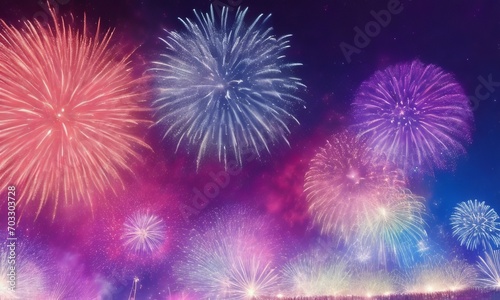 Fireworks on the night sky background