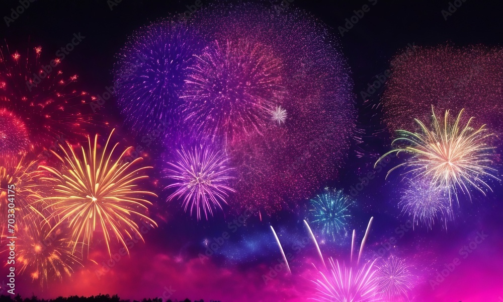 Fireworks on the night sky background Fireworks on the night sky background