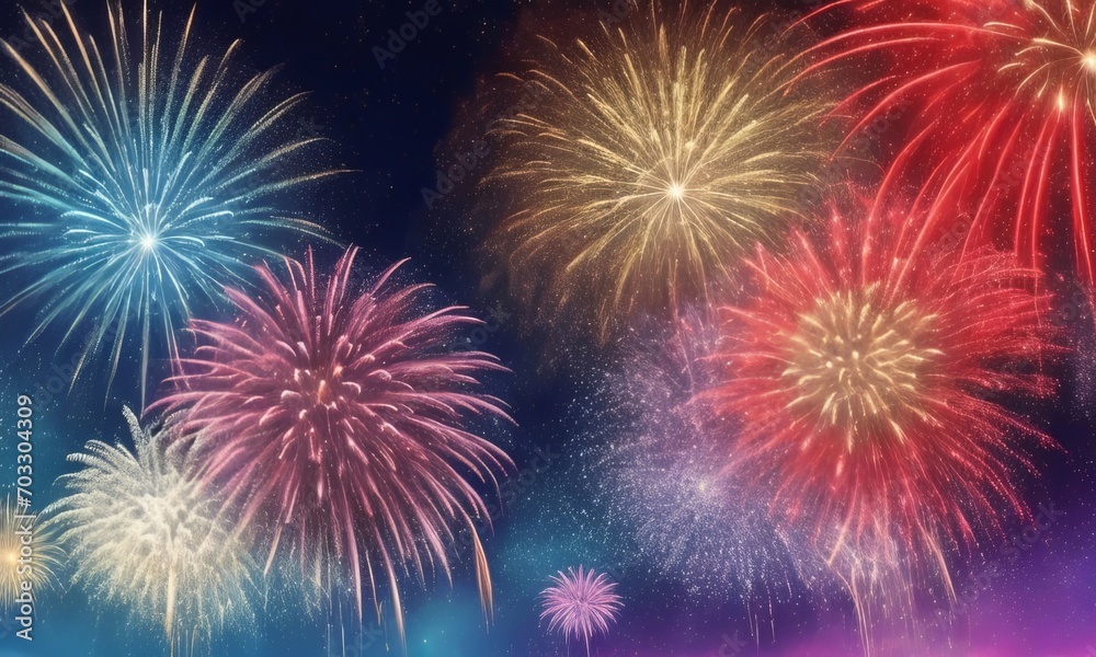 Fireworks on the night sky background