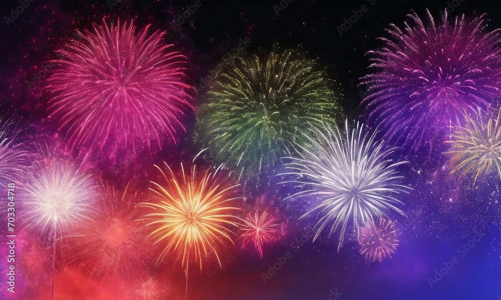 Fireworks on the night sky background