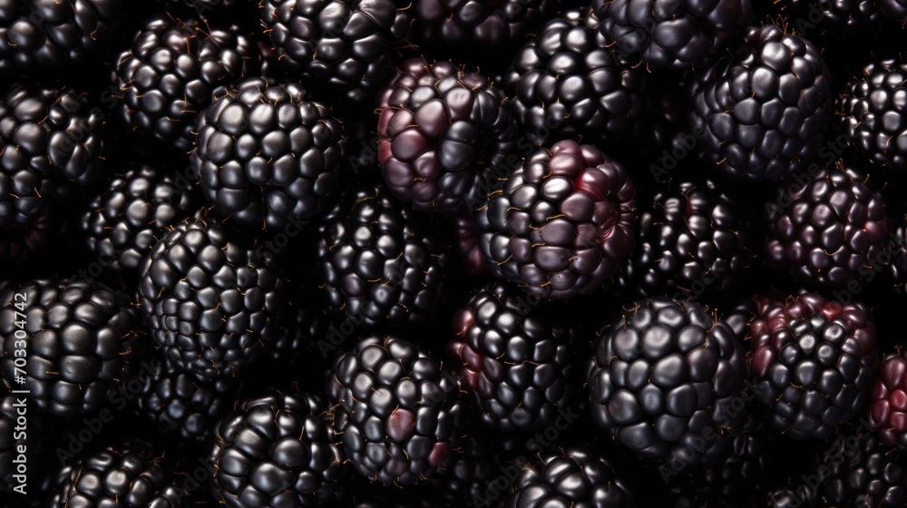 a pile of black raspberries sitting next to each other on top of a pile of other raspberries. a pile of black raspberries sitting next to each other on top of a pile of other raspberries.