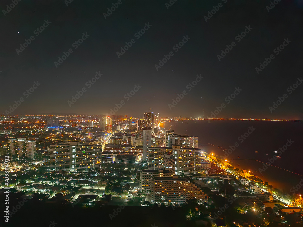 Bird's-eye view of the city at night