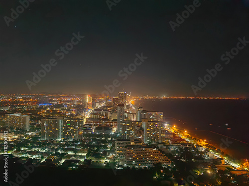 Bird s-eye view of the city at night