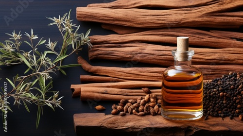 Sandalwood essentials oil Santalum album gentle natural scent photo