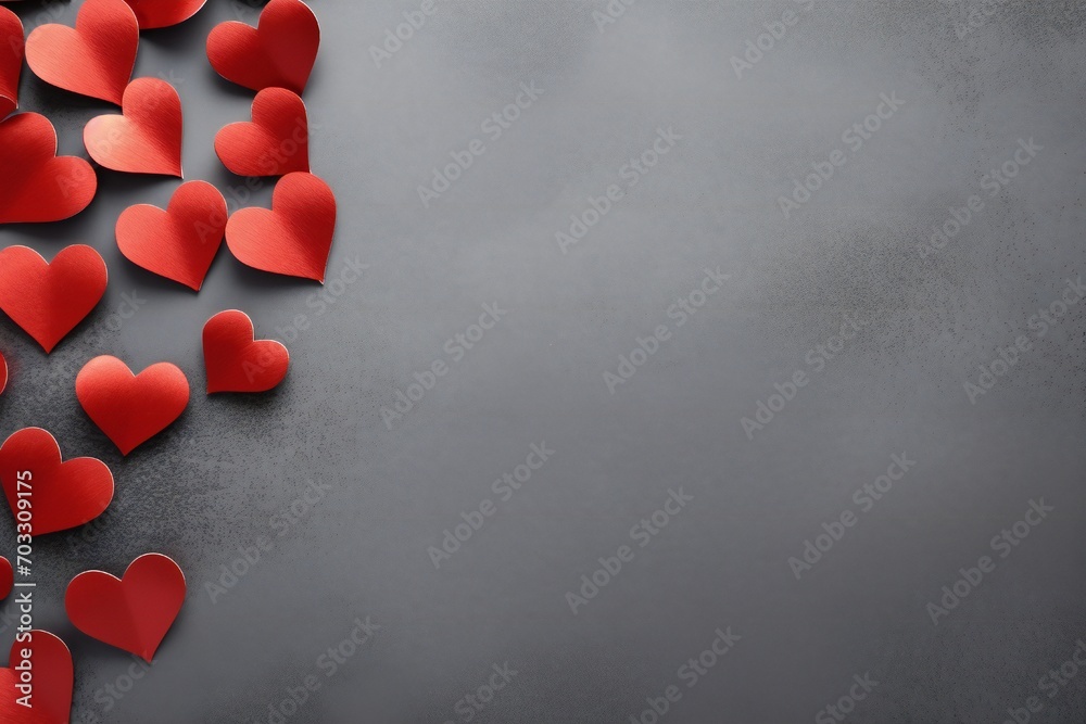 Red hearts on gray background with copy space, Valentine's day Generative AI Red hearts on gray background with copy space, Valentine's day Generative AI
