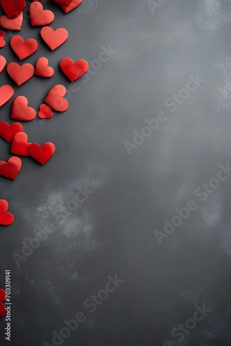 Red hearts on gray background with copy space, Valentine's day Generative AI © LayerAce.com