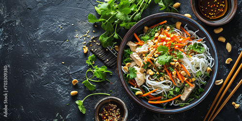 Chicken salad with noodles and carrots photo