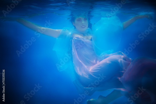 Underwater close up portrait of a woman