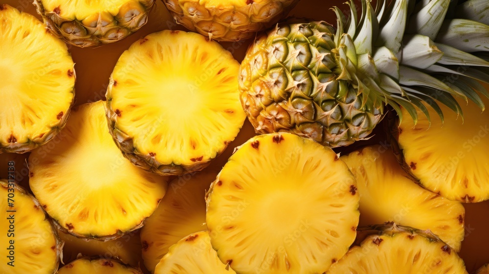 a pile of sliced pineapples next to a pile of sliced pineapples on top of each other. a pile of sliced pineapples next to a pile of sliced pineapples on top of each other.