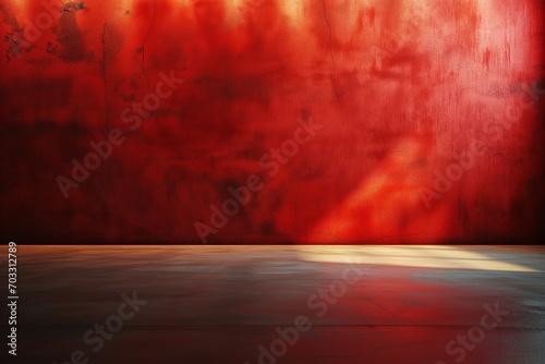 Solid red background, red room with studio lightning, red stone walls, versatile for graphic design