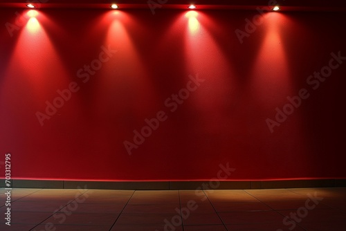 Solid red background  red room with studio lightning  red walls  red floor  versatile for graphic design
