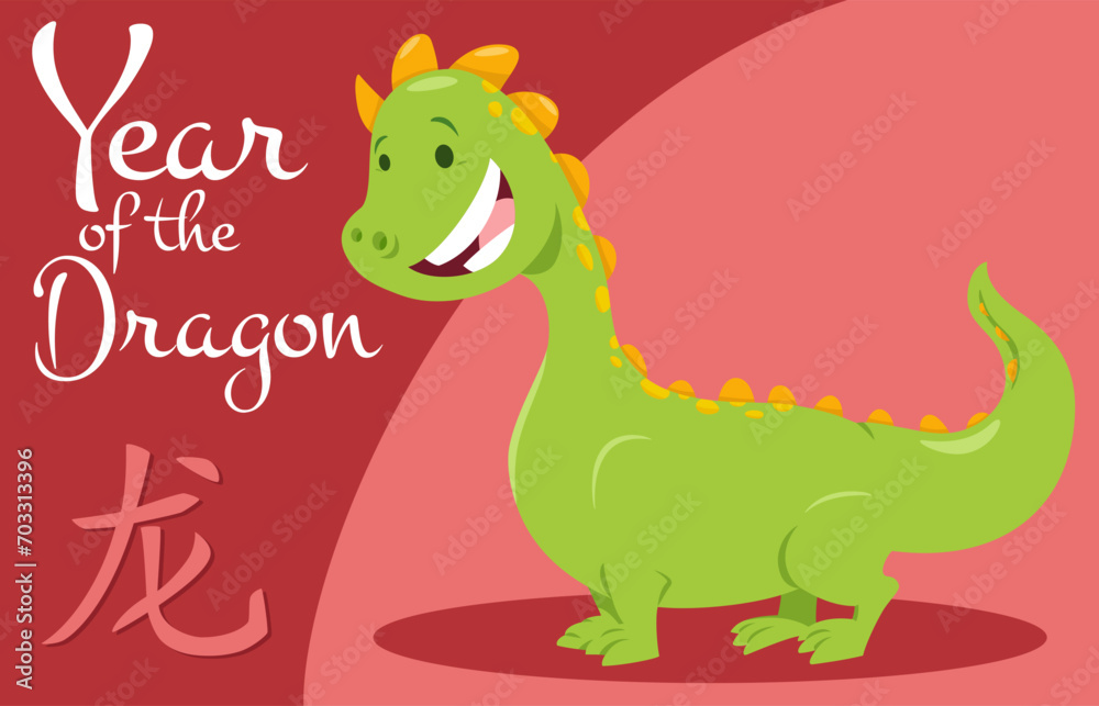 Chinese New Year design with funny cartoon dragon character