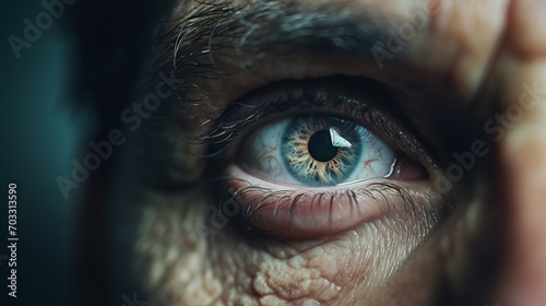 Close-up Detail of a Blind Person’s Eye, Capturing the Unique Texture and Color