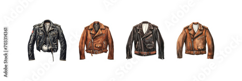 Vintage bike leather jacket set. Vector illustration design.b