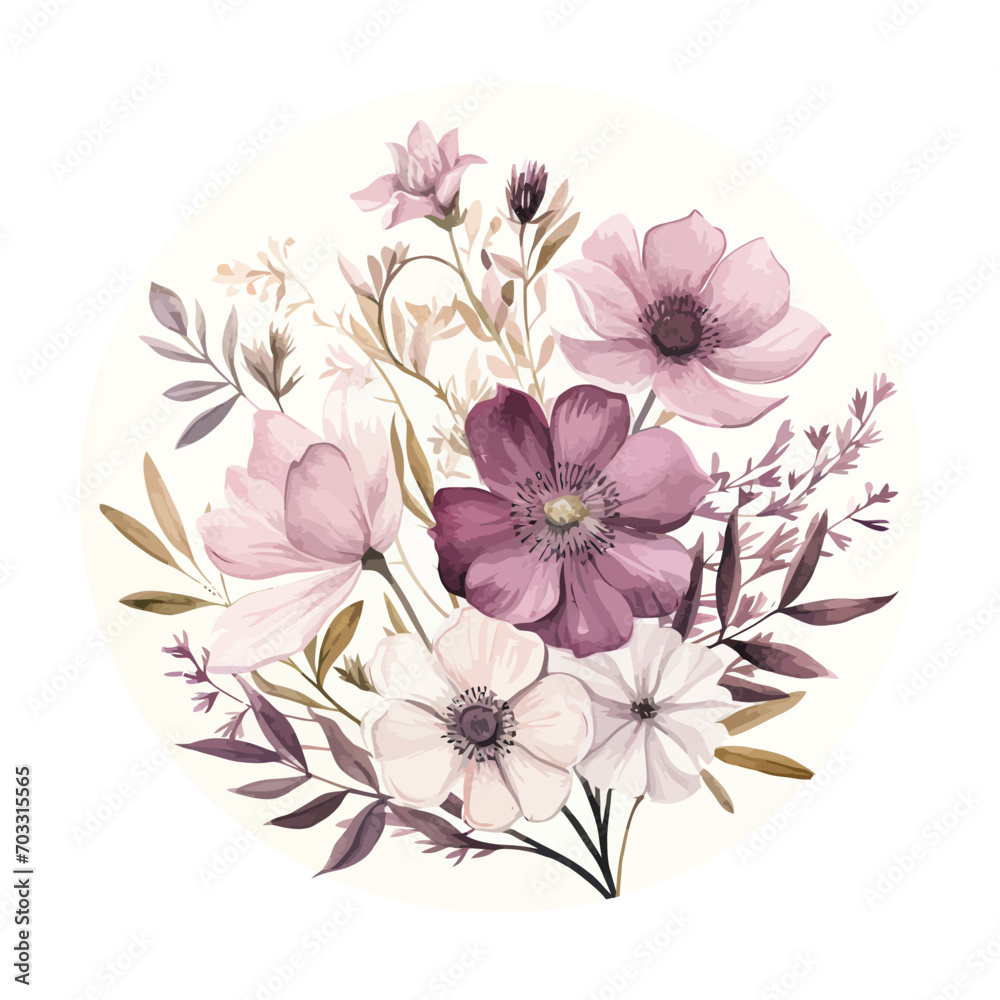 Watercolor wildflower. Vector illustration design.