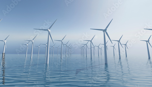 Wind farm Clean energy for ESG business, 3d rendering
