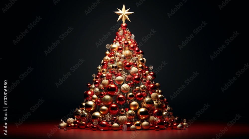 a Christmas tree constructed from intricate Christmas balls and festive decorations, artistically isolated on a clear PNG background a Christmas tree constructed from intricate Christmas balls and festive decorations, artistically isolated on a clear PNG background