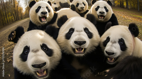 group of panda taking selfie © Marukhsoomro