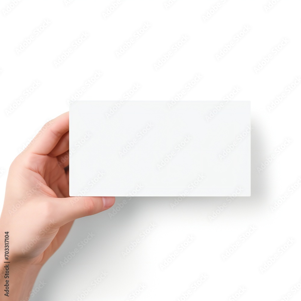 Fototapeta premium White empty business cards stack mockup isolated on white background Generative AI