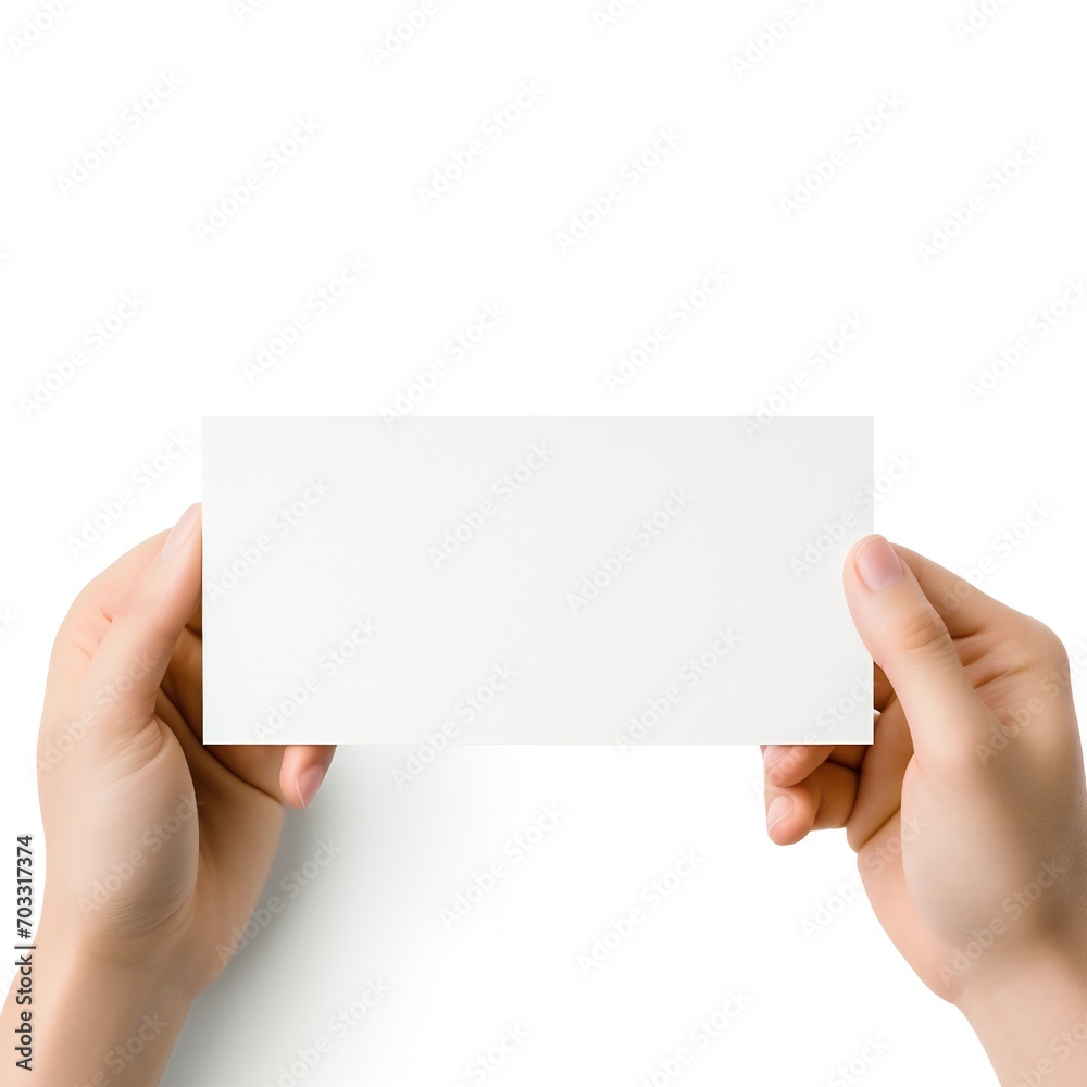 Fototapeta premium White empty business cards stack mockup isolated on white background Generative AI