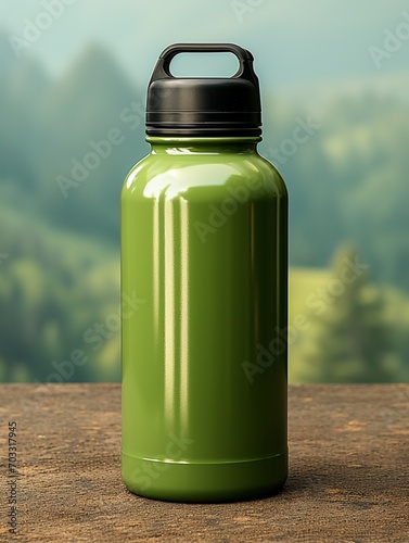 Tumbler bottle green mockup drink travel promotion brand company