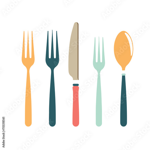 vector, fork, cutlery, restaurant, dining, kitchen, meal, dinner, knife, dish, illustration, icon, set, cooking, design, eat, symbol, utensil, black, food, tableware, spoon, silverware, isolated, lunc photo