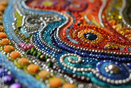 Decorations with multicolored beads.
