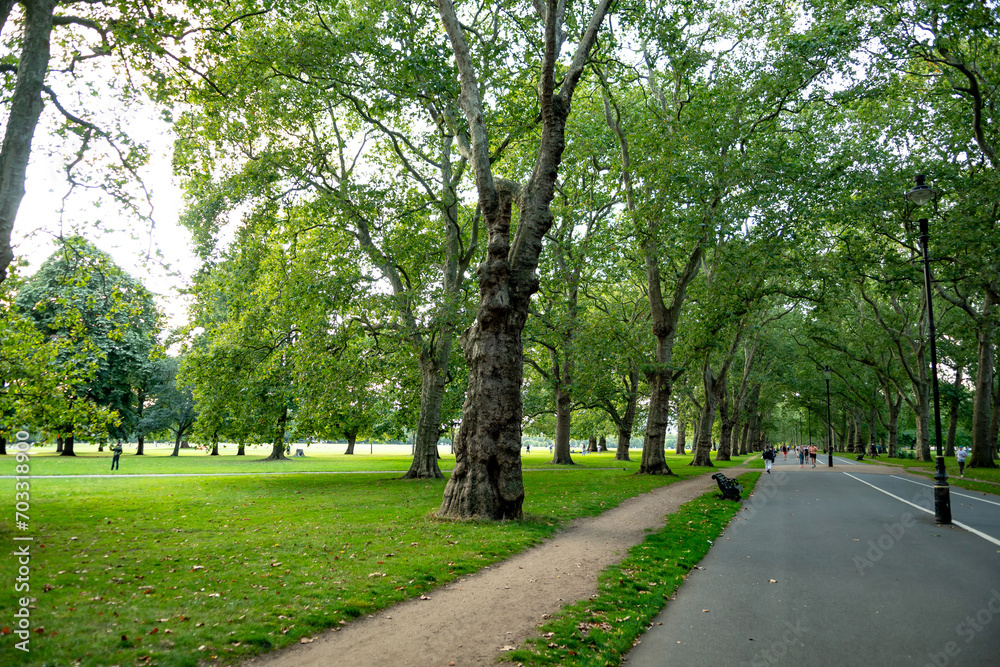 Hyde Park With People Exercising And Playing In The Centre Of The City Of London, United Kingdom
