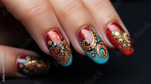 Nails in octopus pattern