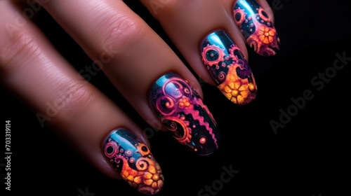 Nails in octopus pattern
