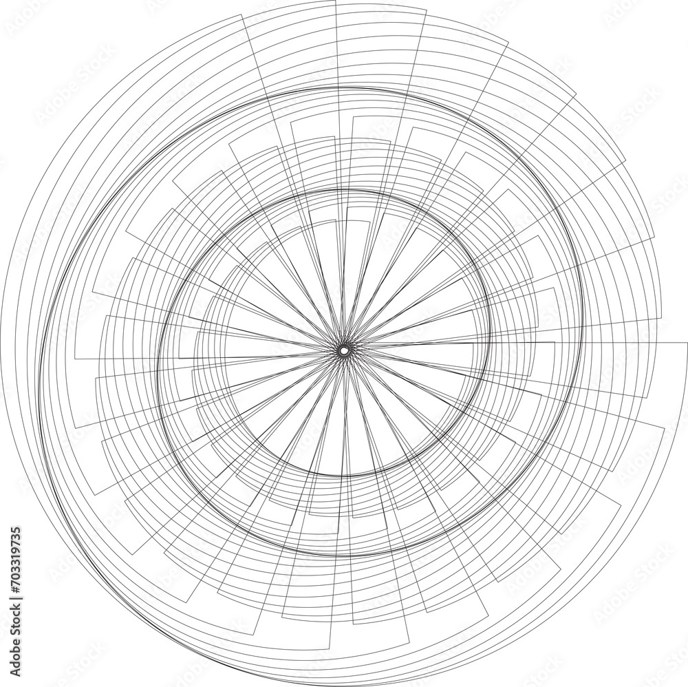 Spiral with lines in circle. Geometric art Spiral with lines in circle. Geometric art