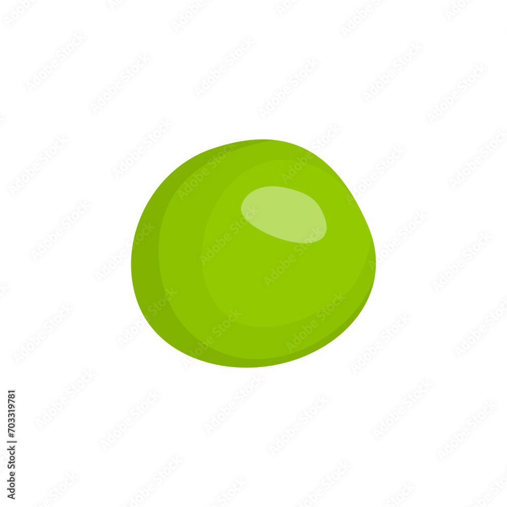 Green peas isolated on a white background. Delicious ripe peas whole and pieces. Flat style, cartoon design