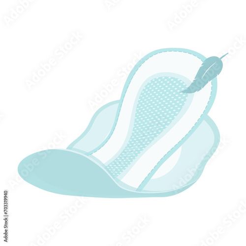 Feminine hygiene pad flat illustration. Sanitary napkin. Hygiene product symbol. Vector