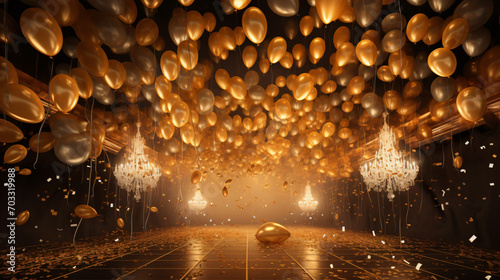 happy new year golden balloons