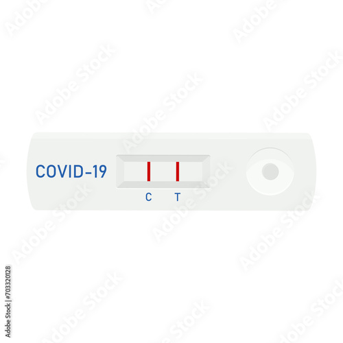 Express covid-19 test, Rapid covid-19 test and in vitro blood test tube. Laboratory research. Positive test result for coronavirus infection, flat style
