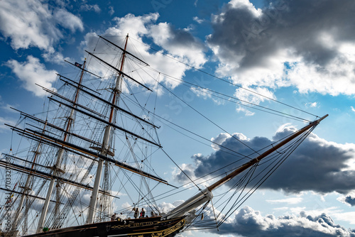 Print op canvas Exhibition Of Fast Clipper Cutty Sark In Greenwich Maritime Museum In London, Un