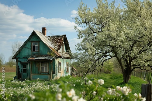 Old house in a spring.