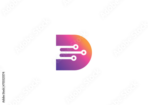 Letter D Technology vector monogram logo design template. Letter D molecule, Science and Bio technology Vector logo Design