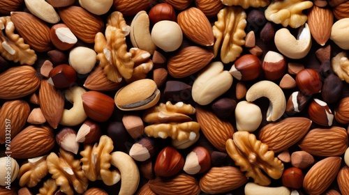  a mixture of nuts and nutshells in various colors and sizes, including almonds, walnuts, and pistachios.