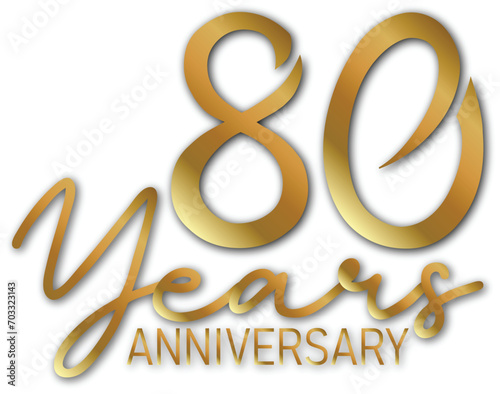 80 year Golden anniversary symbol. Anniversary template design concept for birthday celebration event, invitation card, greeting card, banner, poster, flyer, book cover. Vector illustration