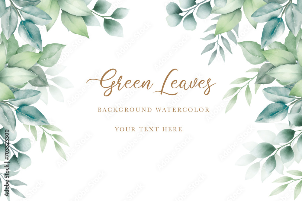 beautiful green leaves background watercolor